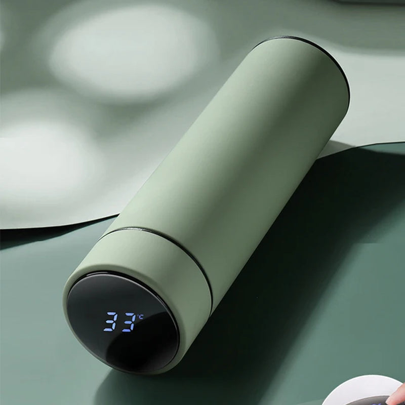 Smart Stainless Steel Thermos: 500ml Vacuum Flask with Temperature Display - Leakproof Water Bottle, Coffee & Tea Mug
